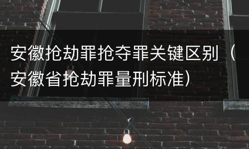 安徽抢劫罪抢夺罪关键区别（安徽省抢劫罪量刑标准）