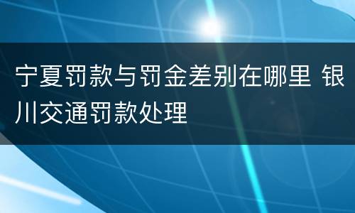 宁夏罚款与罚金差别在哪里 银川交通罚款处理