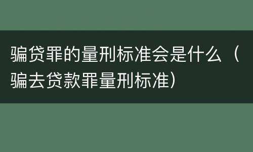骗贷罪的量刑标准会是什么（骗去贷款罪量刑标准）