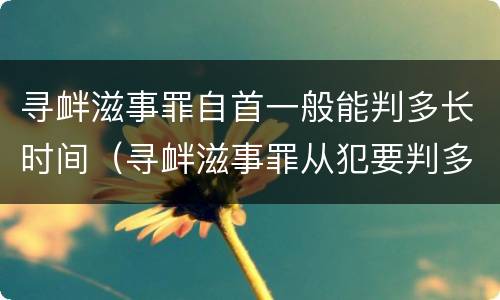 寻衅滋事罪自首一般能判多长时间（寻衅滋事罪从犯要判多久）