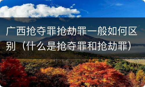 广西抢夺罪抢劫罪一般如何区别（什么是抢夺罪和抢劫罪）