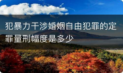 犯暴力干涉婚姻自由犯罪的定罪量刑幅度是多少
