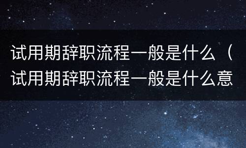 试用期辞职流程一般是什么（试用期辞职流程一般是什么意思）
