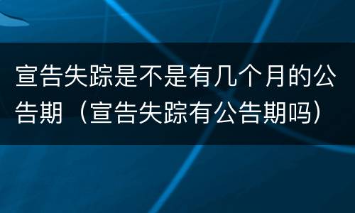 宣告失踪是不是有几个月的公告期（宣告失踪有公告期吗）