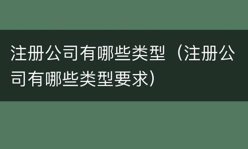 注册公司有哪些类型（注册公司有哪些类型要求）