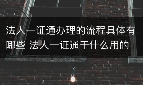 法人一证通办理的流程具体有哪些 法人一证通干什么用的