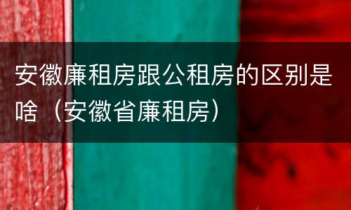 安徽廉租房跟公租房的区别是啥（安徽省廉租房）