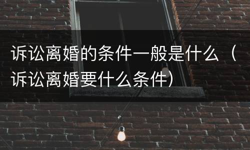 诉讼离婚的条件一般是什么（诉讼离婚要什么条件）