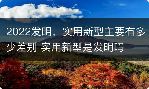 2022发明、实用新型主要有多少差别 实用新型是发明吗