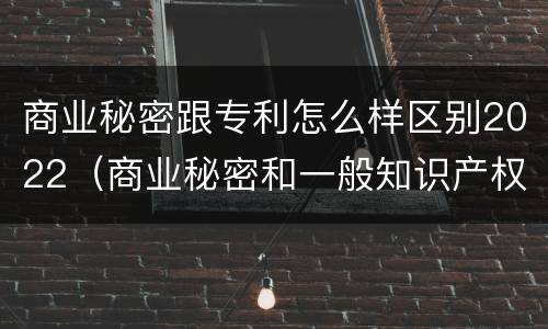 商业秘密跟专利怎么样区别2022（商业秘密和一般知识产权的区别）