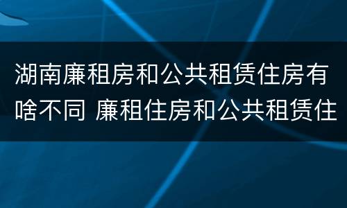 湖南廉租房和公共租赁住房有啥不同 廉租住房和公共租赁住房的区别