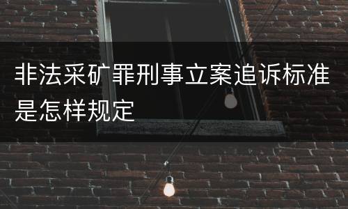 非法采矿罪刑事立案追诉标准是怎样规定