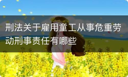刑法关于雇用童工从事危重劳动刑事责任有哪些