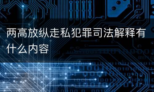 两高放纵走私犯罪司法解释有什么内容
