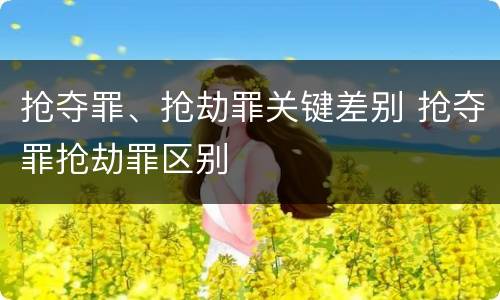 抢夺罪、抢劫罪关键差别 抢夺罪抢劫罪区别