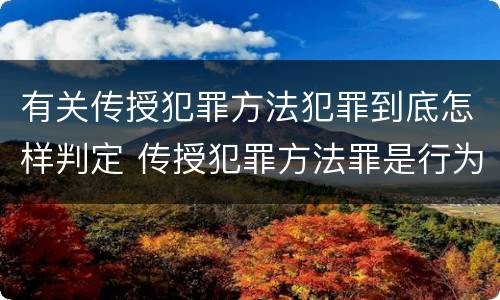有关传授犯罪方法犯罪到底怎样判定 传授犯罪方法罪是行为犯吗
