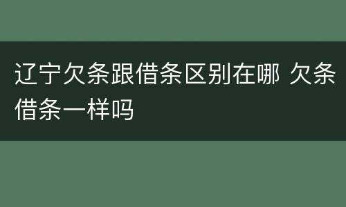 辽宁欠条跟借条区别在哪 欠条借条一样吗