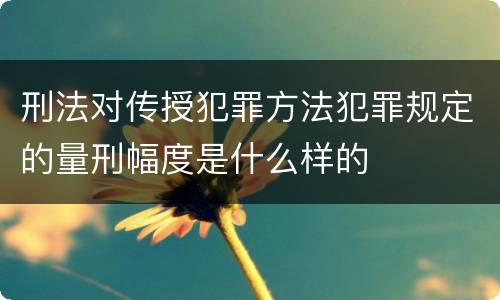 刑法对传授犯罪方法犯罪规定的量刑幅度是什么样的