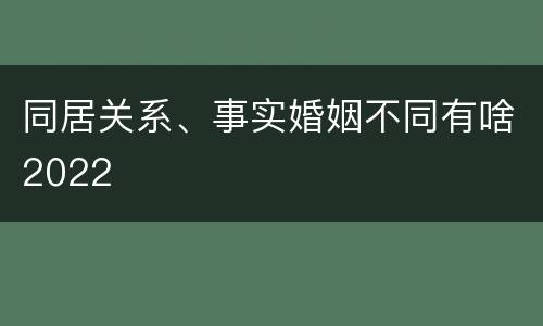 同居关系、事实婚姻不同有啥2022
