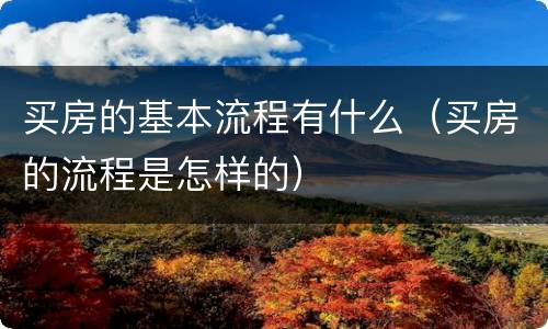 买房的基本流程有什么（买房的流程是怎样的）