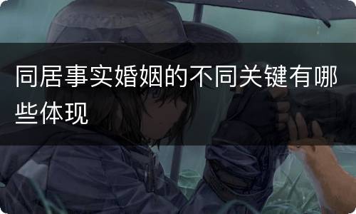 同居事实婚姻的不同关键有哪些体现