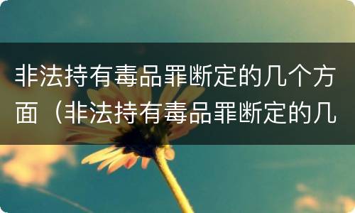 非法持有毒品罪断定的几个方面（非法持有毒品罪断定的几个方面是什么）