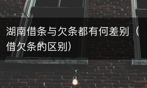 湖南借条与欠条都有何差别（借欠条的区别）
