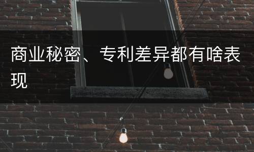 商业秘密、专利差异都有啥表现