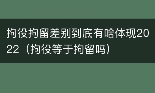 拘役拘留差别到底有啥体现2022（拘役等于拘留吗）