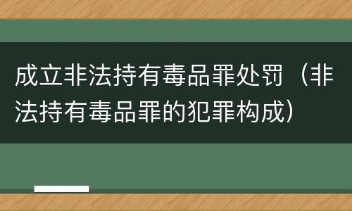 成立非法持有毒品罪处罚（非法持有毒品罪的犯罪构成）