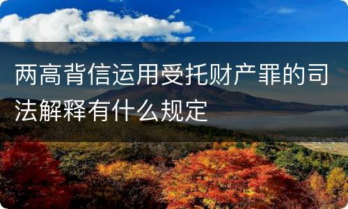 两高背信运用受托财产罪的司法解释有什么规定