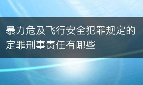 暴力危及飞行安全犯罪规定的定罪刑事责任有哪些
