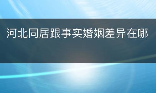 河北同居跟事实婚姻差异在哪
