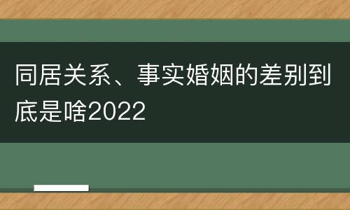 同居关系、事实婚姻的差别到底是啥2022