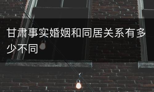甘肃事实婚姻和同居关系有多少不同
