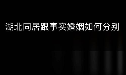 湖北同居跟事实婚姻如何分别