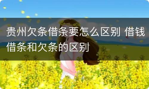 贵州欠条借条要怎么区别 借钱借条和欠条的区别