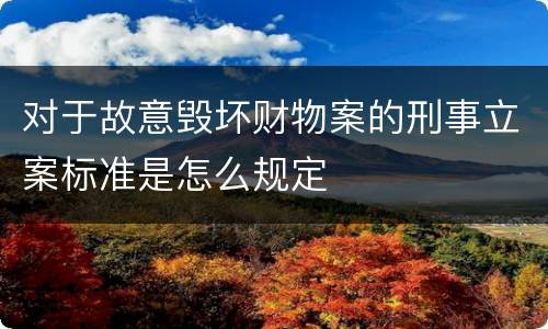 对于故意毁坏财物案的刑事立案标准是怎么规定