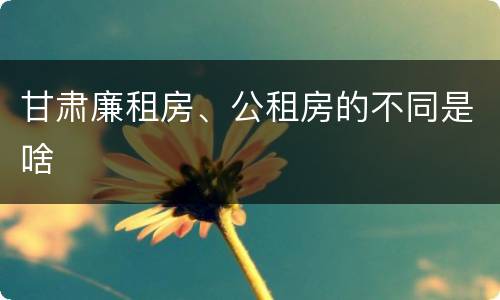 甘肃廉租房、公租房的不同是啥