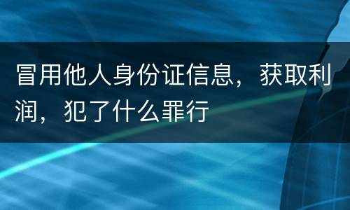冒用他人身份证信息，获取利润，犯了什么罪行