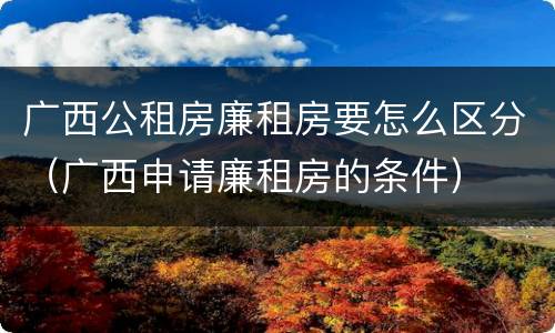 广西公租房廉租房要怎么区分（广西申请廉租房的条件）