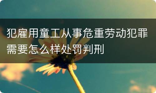 犯雇用童工从事危重劳动犯罪需要怎么样处罚判刑