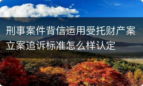 刑事案件背信运用受托财产案立案追诉标准怎么样认定