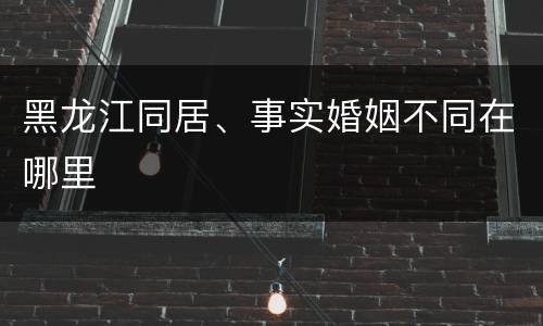 黑龙江同居、事实婚姻不同在哪里