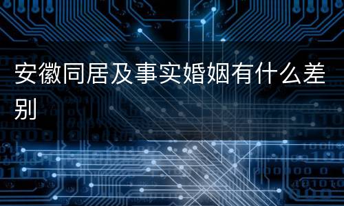 安徽同居及事实婚姻有什么差别