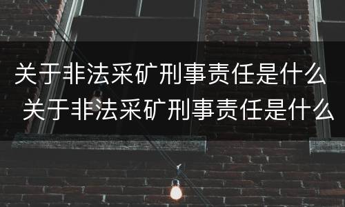 关于非法采矿刑事责任是什么 关于非法采矿刑事责任是什么处罚