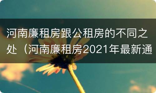 河南廉租房跟公租房的不同之处（河南廉租房2021年最新通知）