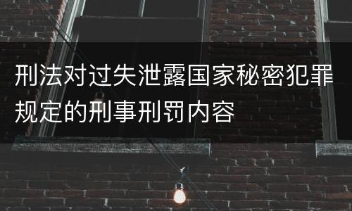 刑法对过失泄露国家秘密犯罪规定的刑事刑罚内容