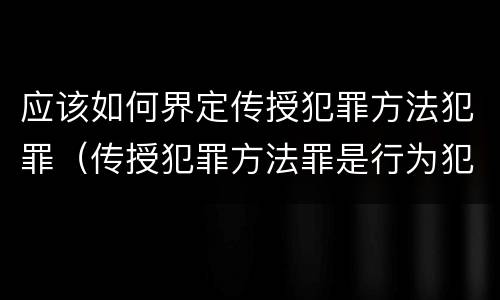 应该如何界定传授犯罪方法犯罪（传授犯罪方法罪是行为犯吗）
