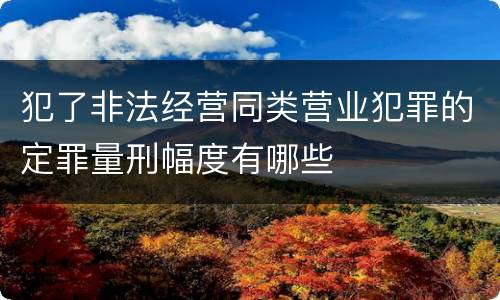 犯了非法经营同类营业犯罪的定罪量刑幅度有哪些